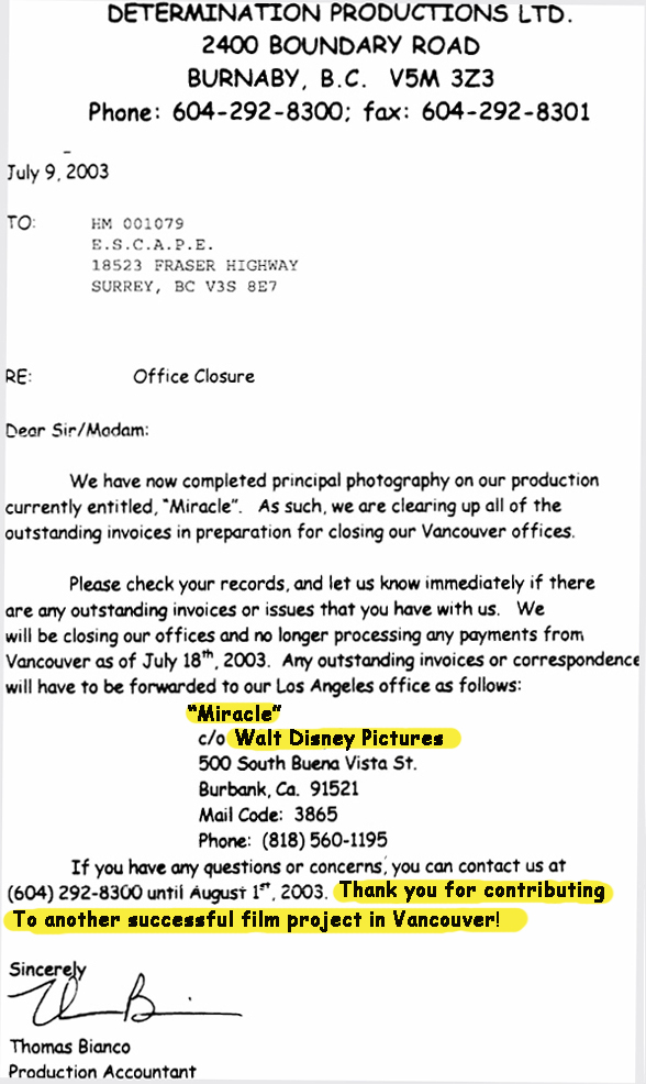 Disney Letter