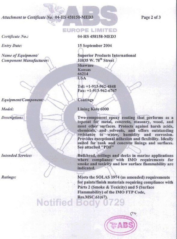 ABS Quality Assessment Certificate