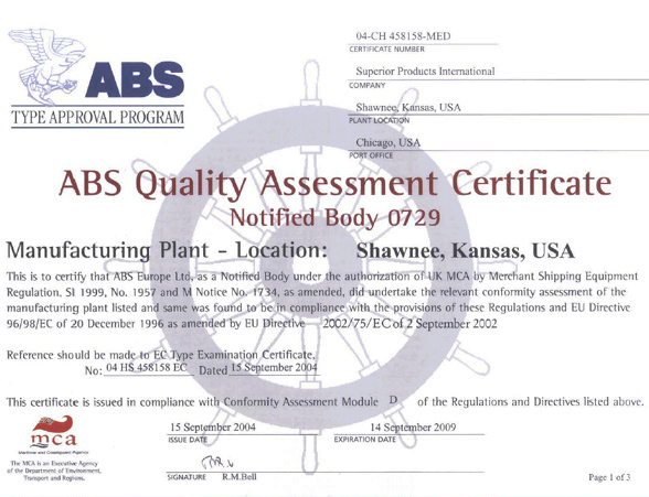 ABS Quality Assessment Certificate