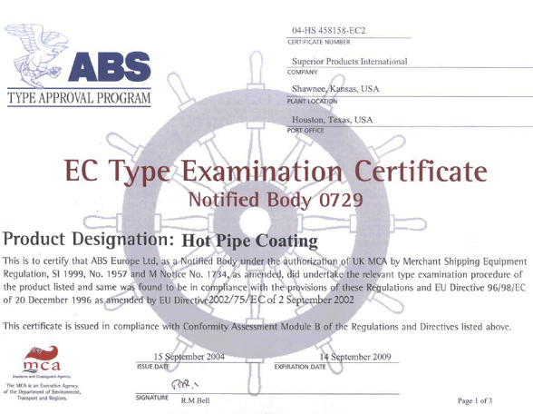 HOT PIPE COATINGS - ABS